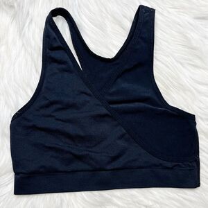 Basics Full Back Athletic Criss Cross sports Bra Black Size Medium